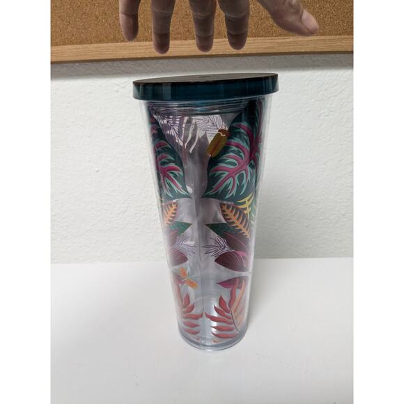 Starbucks 2017 Metallic Tropical Leaves Aloha Travel Tumbler 24 oz venti - Picture 4 of 9